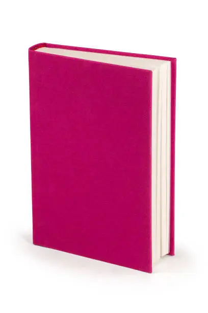 purple blank hardcover book with clipping path