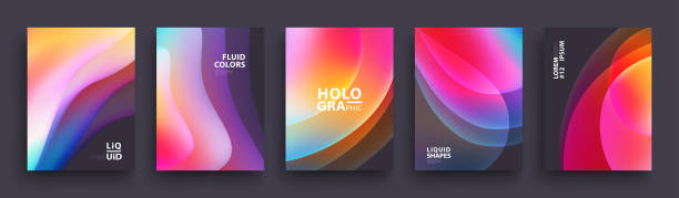 Modern Covers Template Design. Fluid colors. Set of Trendy Holographic Gradient shapes for Presentation, Magazines, Flyers, Annual Reports, Posters and Business Cards Modern Covers Template Design. Fluid colors. Set of Trendy Holographic Gradient shapes for Presentation, Magazines, Flyers, Annual Reports, Posters and Business Cards. Vector EPS 10 digital composite stock illustrations