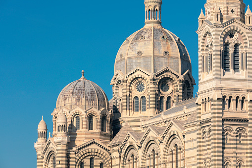 Detail of Marseille Cathedral, (in french Cathédrale Sainte-Marie-Majeure de Marseille or Cathédrale de la Major). The cathedral was built between 1852 and 1896.