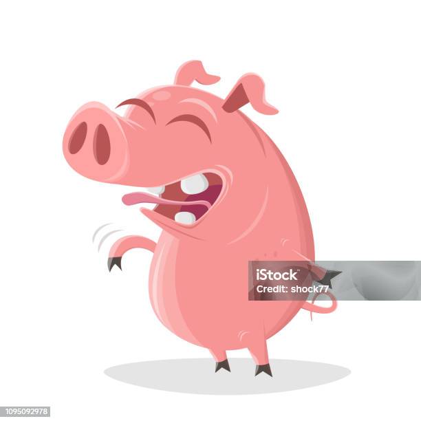 Funny Pig Is Laughing About A Good Joke Stock Illustration - Download Image Now - Animal, Animal Wildlife, Art