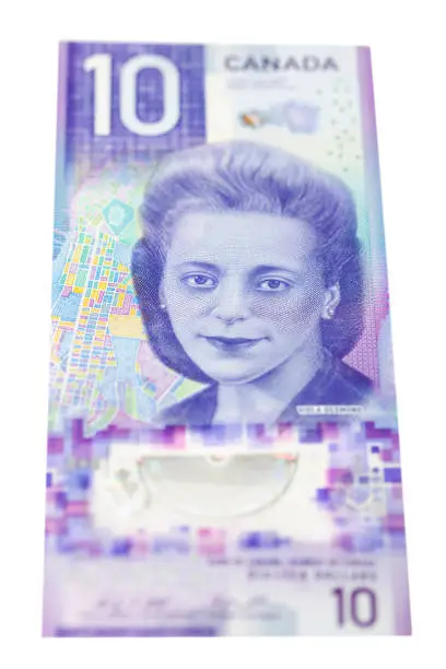 Photo of Vertical Canadian Ten Dollar Bill - Front