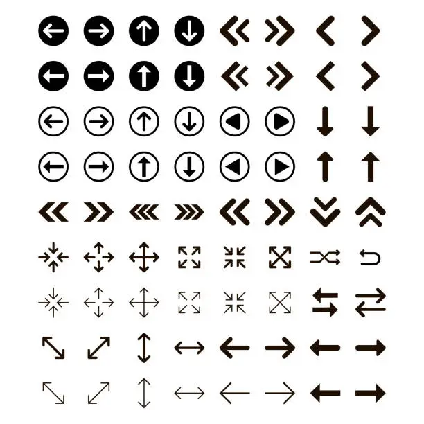 Vector illustration of Arrows vector collection with elegant style and black color. Vector illustration.