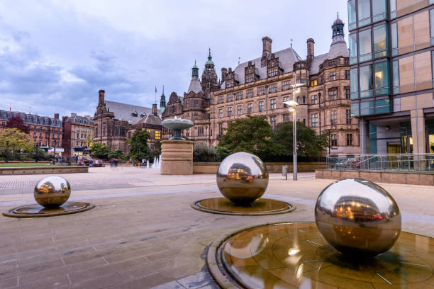 Sheffield Town Centre Millennium Square is a modern city square in Sheffield, England town hall government building photos stock pictures, royalty-free photos & images