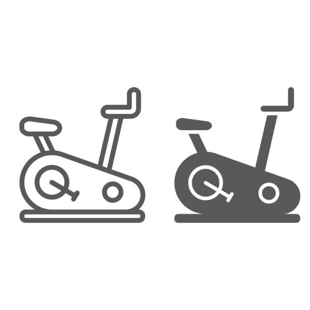 illustrations, cliparts, dessins animés et icônes de ligne de vélo stationnaire et icône de glyphe, sport et équipement, exercer signe de bicyclette, des graphiques vectoriels, un dessin linéaire sur un fond blanc. - ten speed bicycle