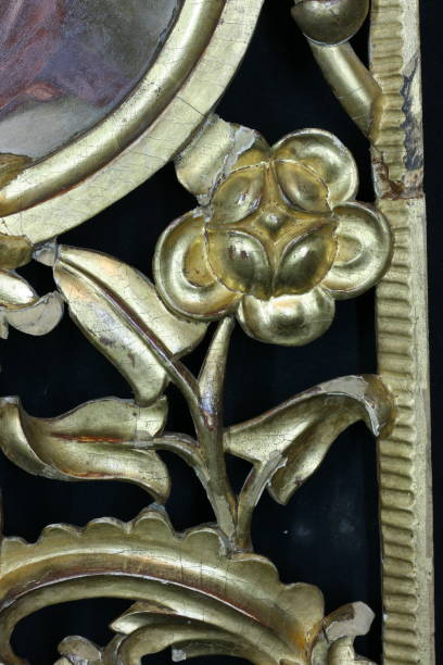 istock Restoration: close up of a painting final retouch 1095124346