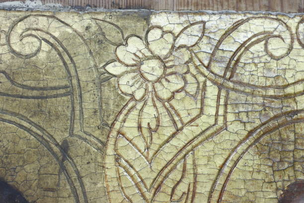 istock Restoration: close up of a painting final retouch 1095124610