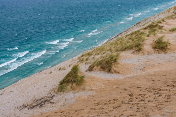 Indiana Dunes National Park, Indiana, USA. The views of Lake Michigan and the sand dunes are popular beach and hiking attractions.