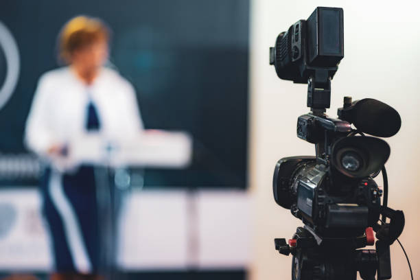 istock Close-Up Of Camera At Conference 1095133394