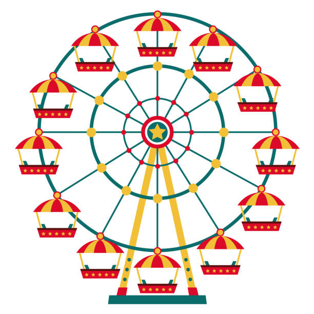 векторная иллюстрация парка развлечений - carnival park clip art wheel stock illustrations