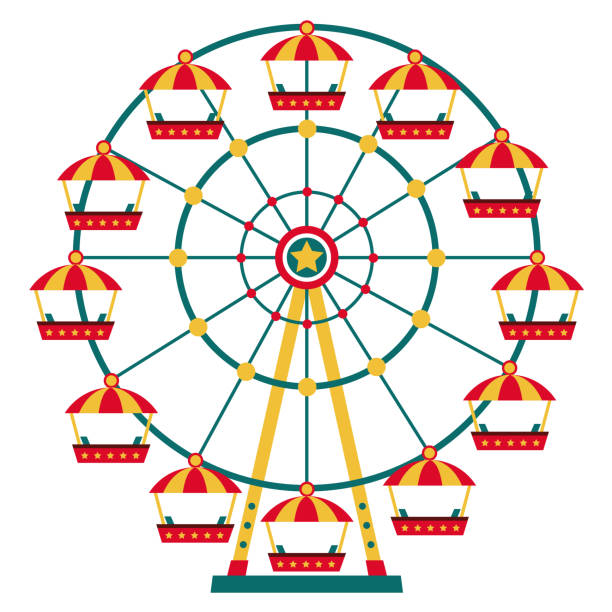 Vector Illustration Of Amusement Park Vector Illustration Of Amusement Park ferris wheel stock illustrations