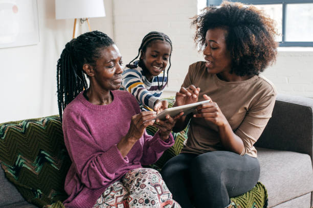 istock Surprising grandmother with new app 1095145602
