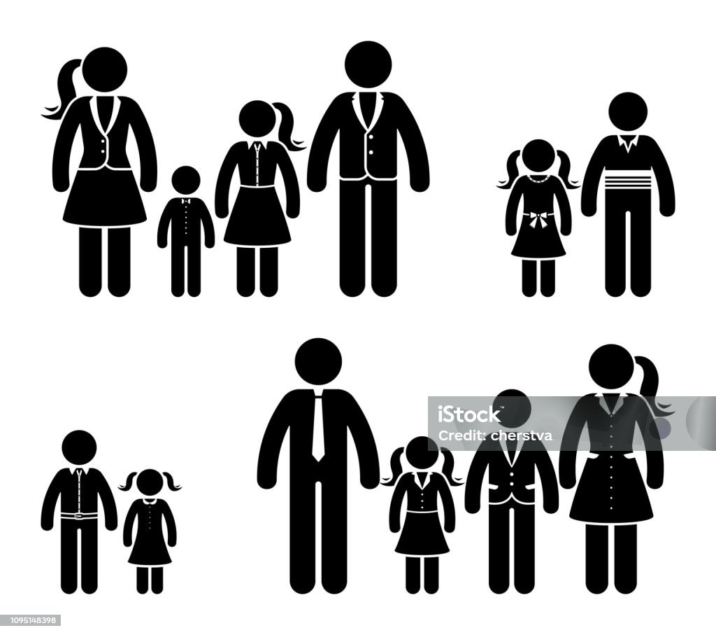 Biểu Tượng Con Số Dính Cha Mẹ Con Gái Và Con Trai Hình Ảnh Gia ...