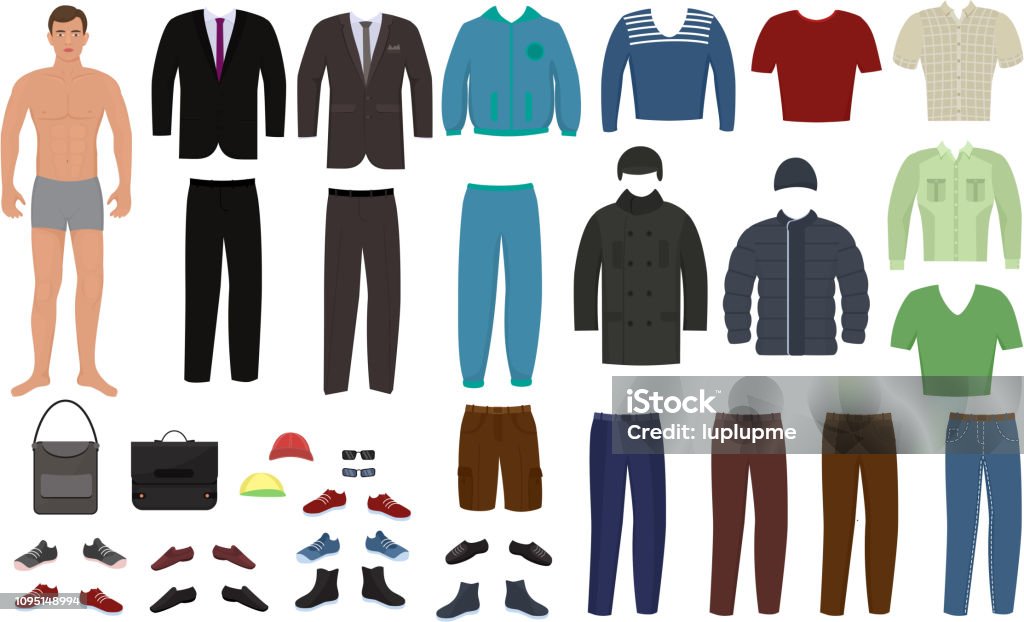 Man Clothing Vector Cartoon Boy Character Dress Up Clothes With Stock  Illustration - Download Image Now - iStock
