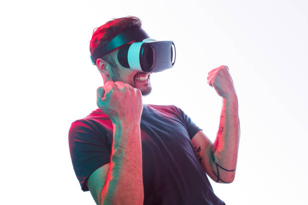 istock Successful man gaming in VR glasses 1095150152