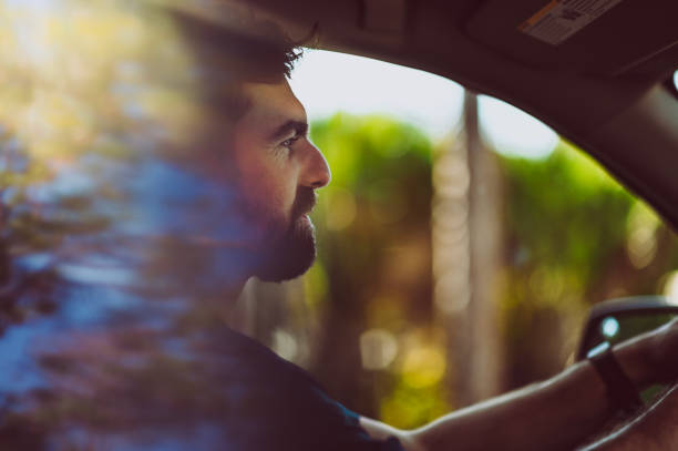 istock Handsome bearded man driving a vehicle 1095162870