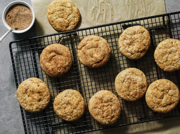 Closeup of Snickerdoodle cookies on a tray