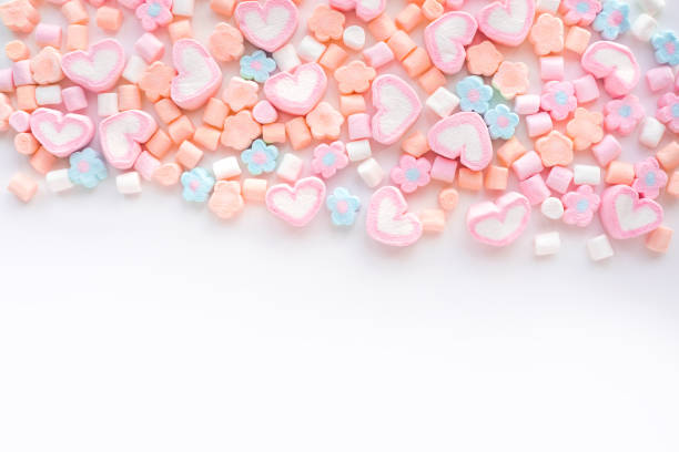 istock Colorful marshmallow.Party and celebration.decorative  background texture.Flat lay 1095189620