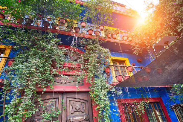 Photo of Monterrey, colorful historic buildings in the center of the old city (Barrio Antiguo)