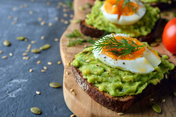 istock Vegetarian toast with egg and avocado 1095220302