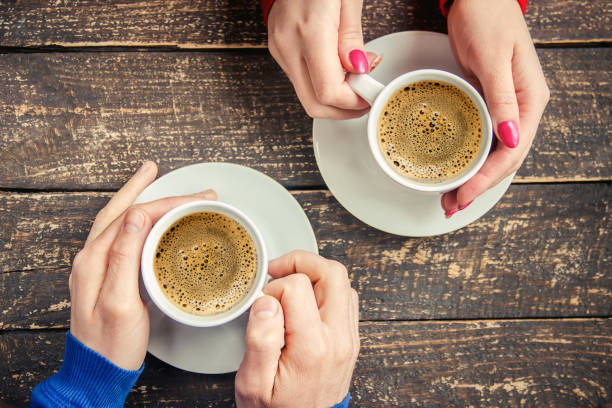 istock Cup drink for Breakfast in the hands of lovers. Selective focus. 1095221532