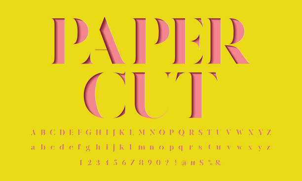 stockillustraties, clipart, cartoons en iconen met papier knippen lettertype - papierkunst