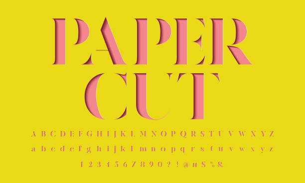 paper cut font Color paper cut alphabet design paper craft stock illustrations