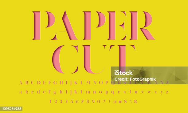 Paper Cut Font Stock Illustration - Download Image Now - Typescript, Papercutting, Fashion