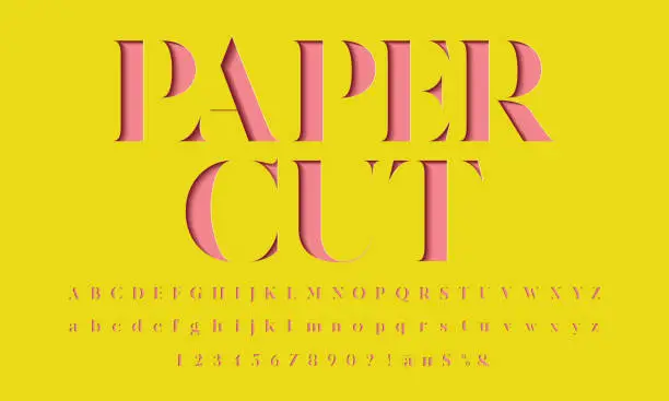 Vector illustration of paper cut font