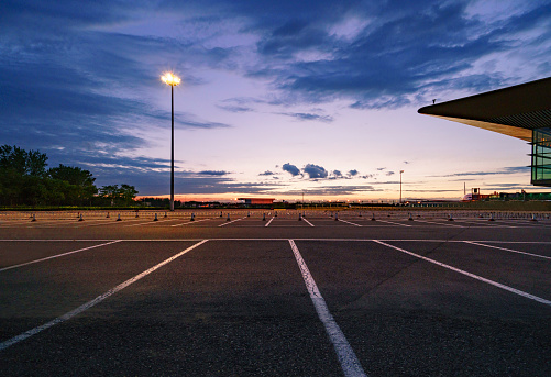 Evening parking lot，no people,no car.
