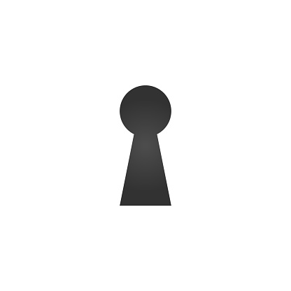 Keyhole icon with shadow, hole isolated on a white background, stylish vector illustration for web design