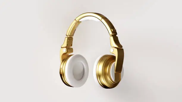 White Gold Modern Headphones 3D illustration 3d render