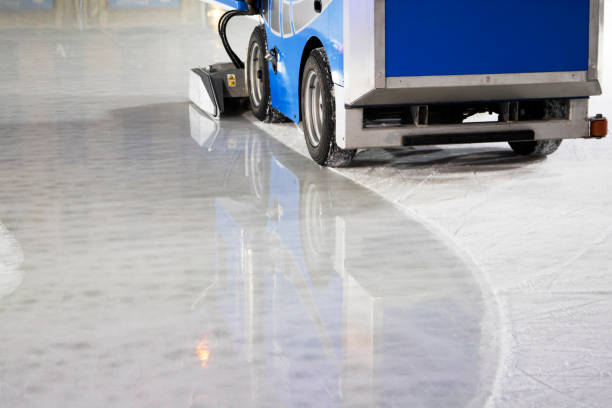istock Ice resurfacing machine to clean, smooth and renew the rink surface 1095253016