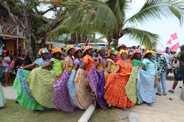 August 31st, 2019. Varadero, Cuba. Happy Cuban dancers. Varadero, which encompasses Cuba's narrow Hicacos peninsula, is a popular spa town. Along the 20km coastline on the Atlantic, there is a string of all-inclusive hotels and spa resorts and a golf course.