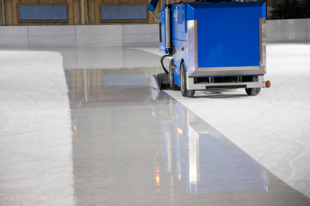 istock Ice resurfacing machine to clean, smooth and renew the rink surface 1095255482