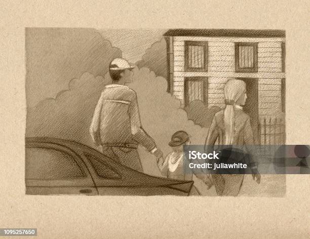 Family Father Mother And Child Stock Illustration - Download Image Now - Adult, Baby - Human Age, Back