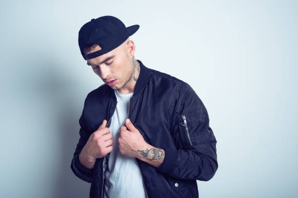 istock Portrait of rebellious young man wearing bomber jacket 1095257672