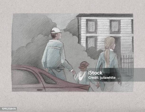 Family Father Mother And Child Stock Illustration - Download Image Now - Adult, Baby - Human Age, Back