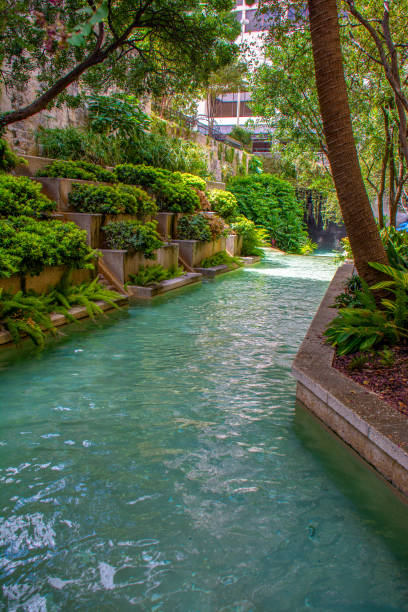 san antonio river - san antonio riverwalk downtown district river photos et images de collection