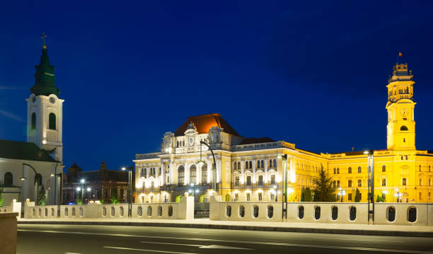 istock Illuminated Oradea city hall 1095273834