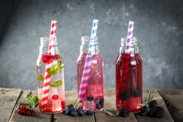 istock Selection of different drinking vinegars - berries with herbs 1095274144