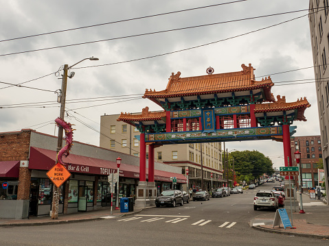 Seattle, WA AUGUST 26, 2018: Historic Chinatown Gate in the International District of Seattle