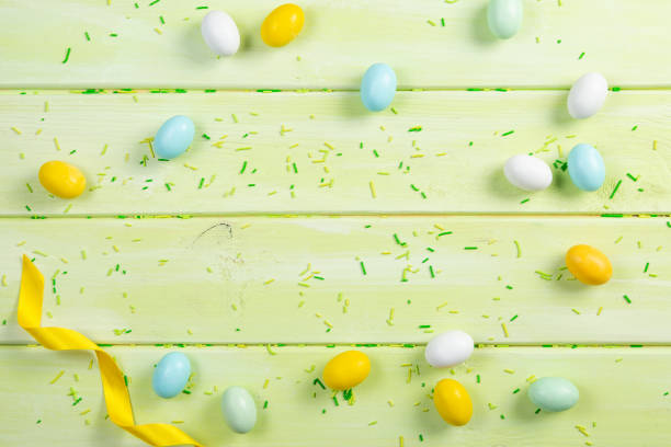 istock Easter background - cookies shaped like eggs, flowers, bunnies 1095277028