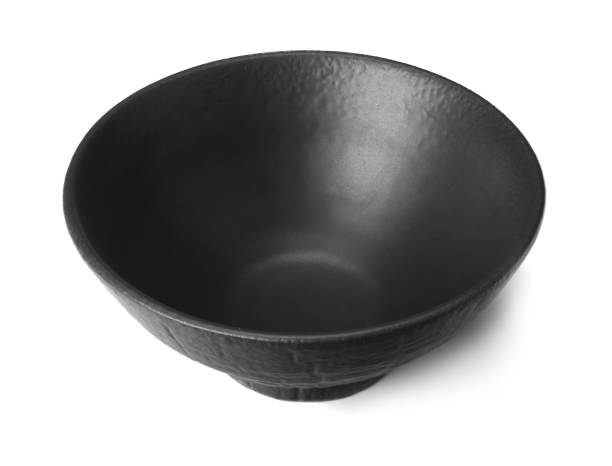 istock empty black round bowl isolated on a white background 1095302450