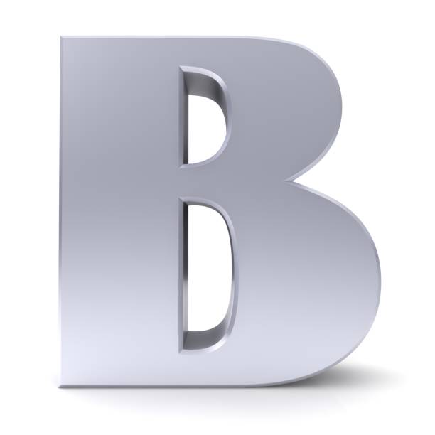 letter b silver alphabet sign 3d render graphic isolated on white background