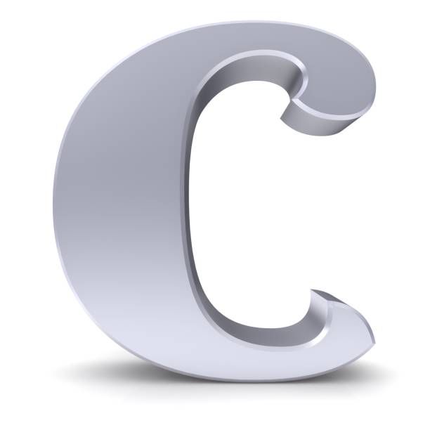 letter c silver alphabet sign 3d render graphic isolated on white background