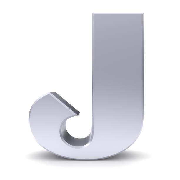 letter j silver alphabet sign 3d render graphic isolated on white background