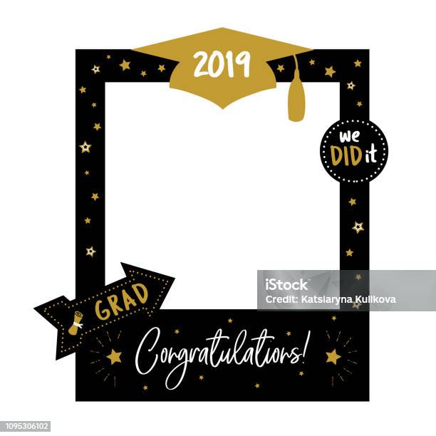 Photo Booth Props Frame For Graduation Party Stock Illustration - Download Image Now - Graduation, Frame - Border, Photograph
