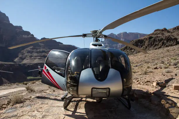 Photo of Helicopter for tourists waiting for lift-off in the Grand Canyon, Nevada