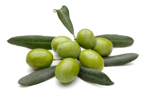 istock Green olives and leaves 1095321422