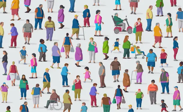 Vector illustration of Diverse Group of Overweight People